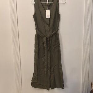 Mango Green Sleeveless V-Neck Midi Sundress